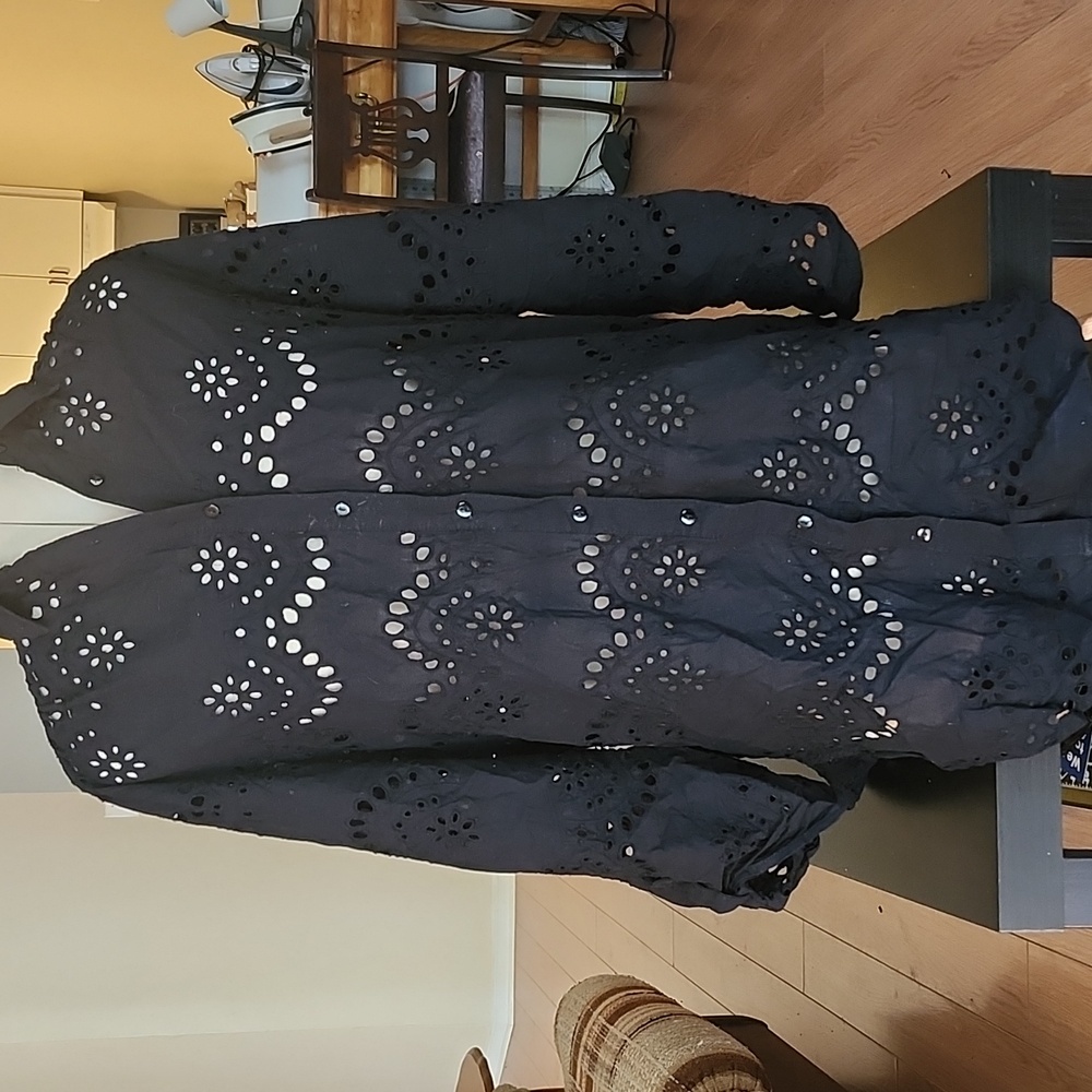 Rachel Zoe Black Eyeleye Blouse